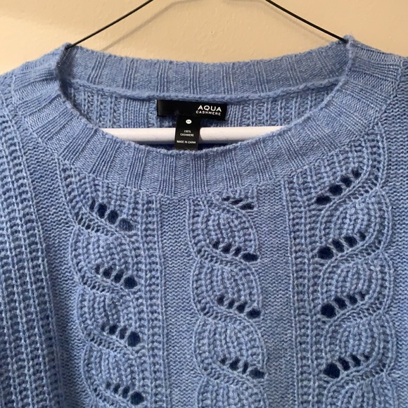 Aqua light blue 100% cashmere sweater size medium - Picture 4 of 4